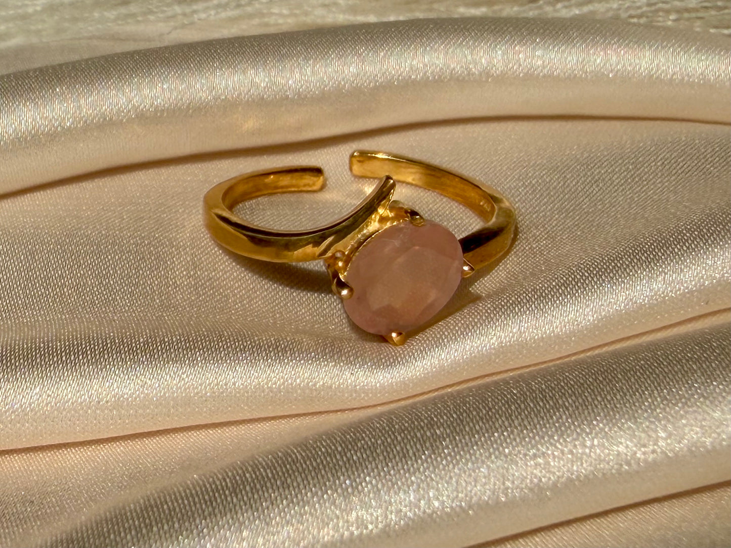 Rose Quartz Love Ring Gold Plated Gemstone – House of Tarasya