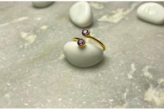 Amethyst Duo Ring Gold Plated – House of Tarasya