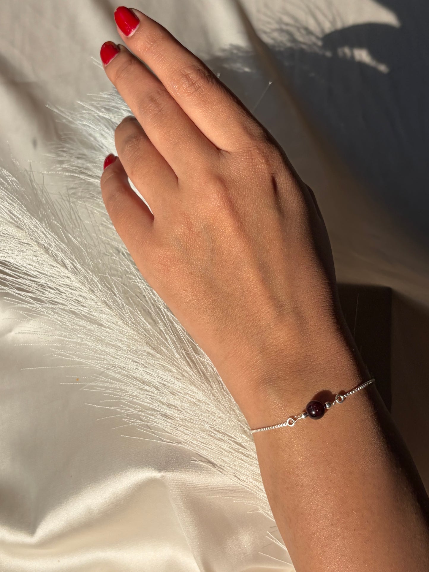 Garnet Single Stone Bracelet Sterling Silver – House of Tarasya