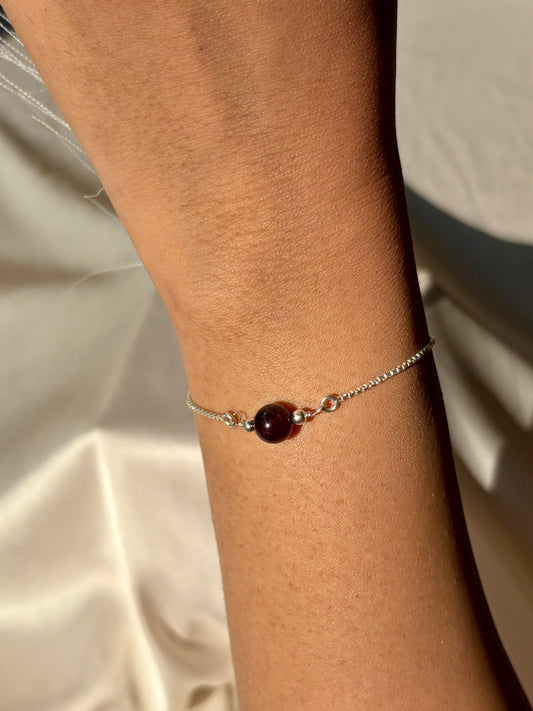 Garnet Single Stone Bracelet Sterling Silver – House of Tarasya