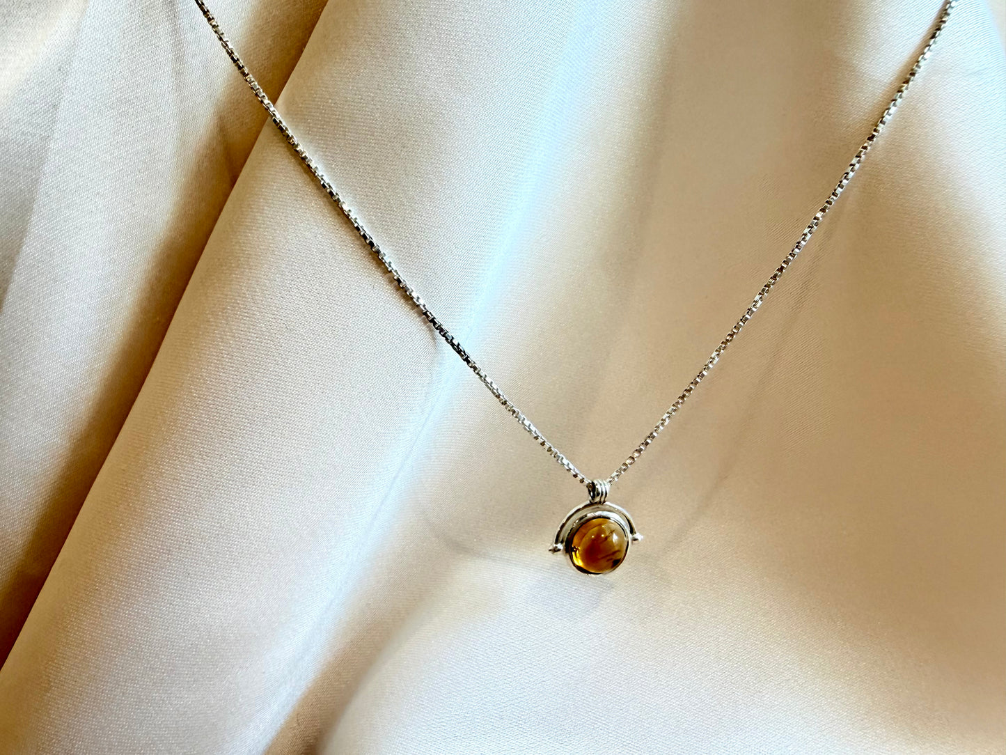Citrine Round Necklace 925 Sterling Silver – House of Tarasya