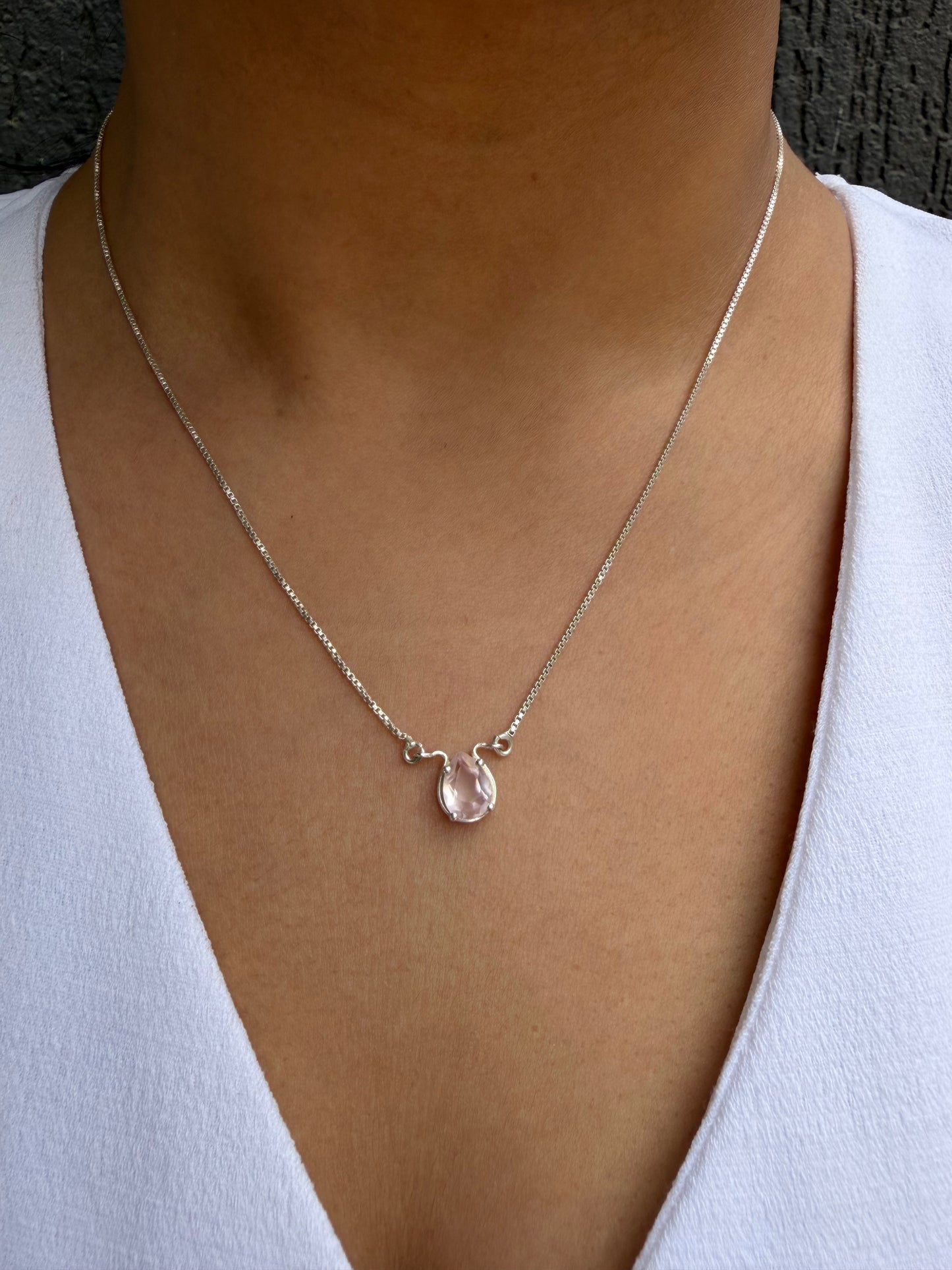 Rose Quartz Pear Necklace 925 Sterling Silver – House of Tarasya