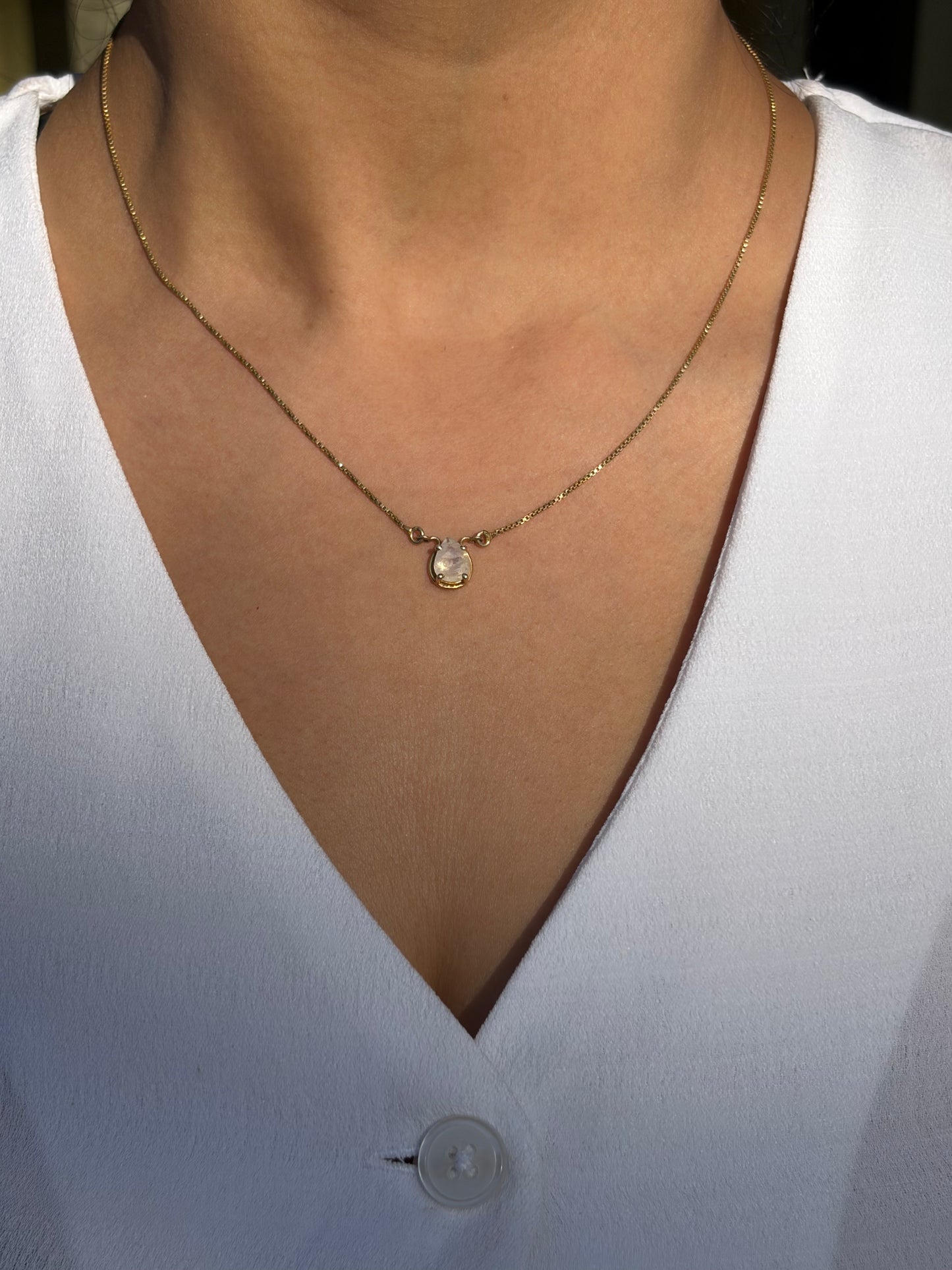Moonstone Pear Pendant Gold Plated Necklace – House of Tarasya