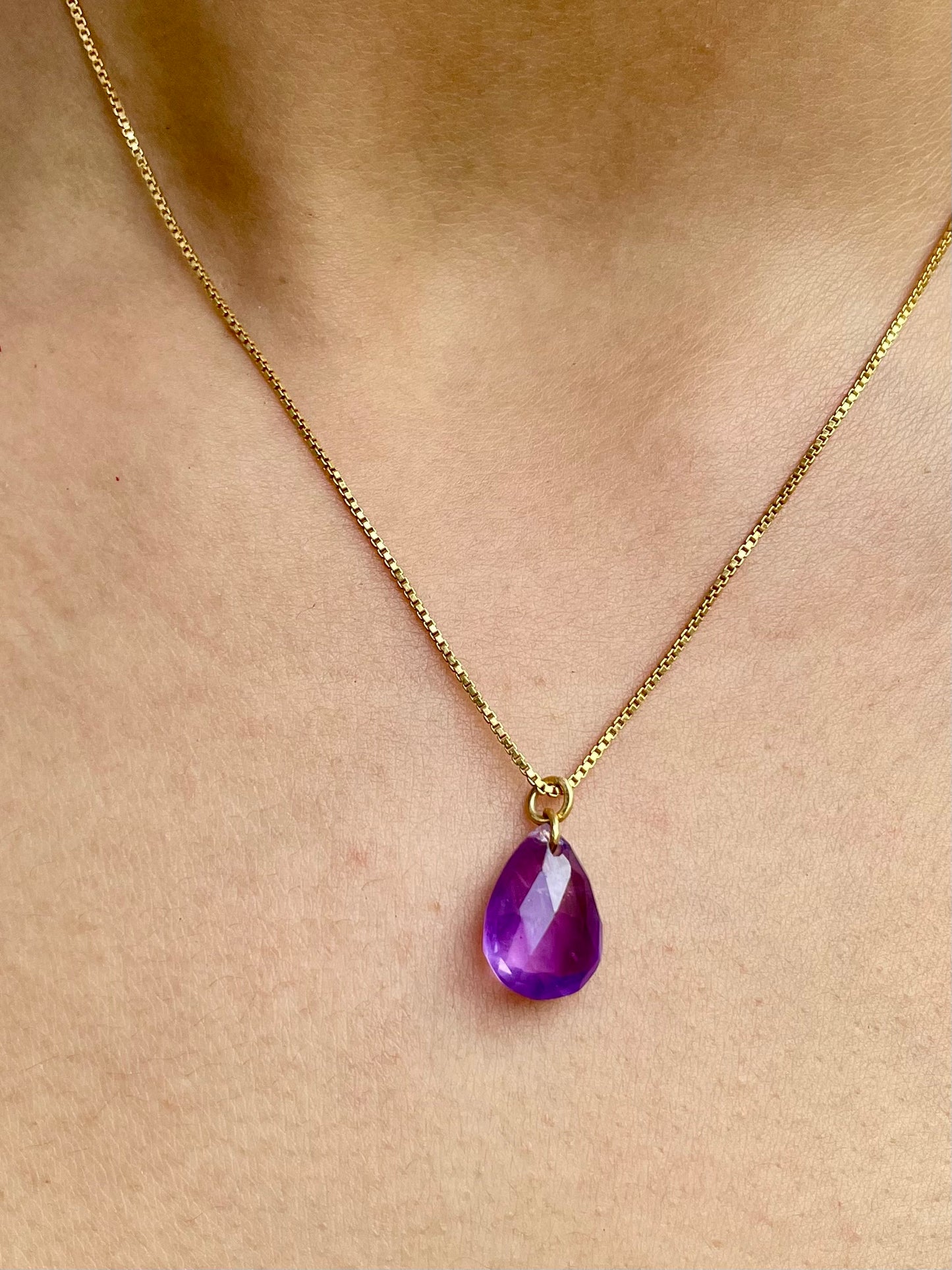 Amethyst Teardrop Pendant Sterling Silver Necklace Gold Plated – House of Tarasya