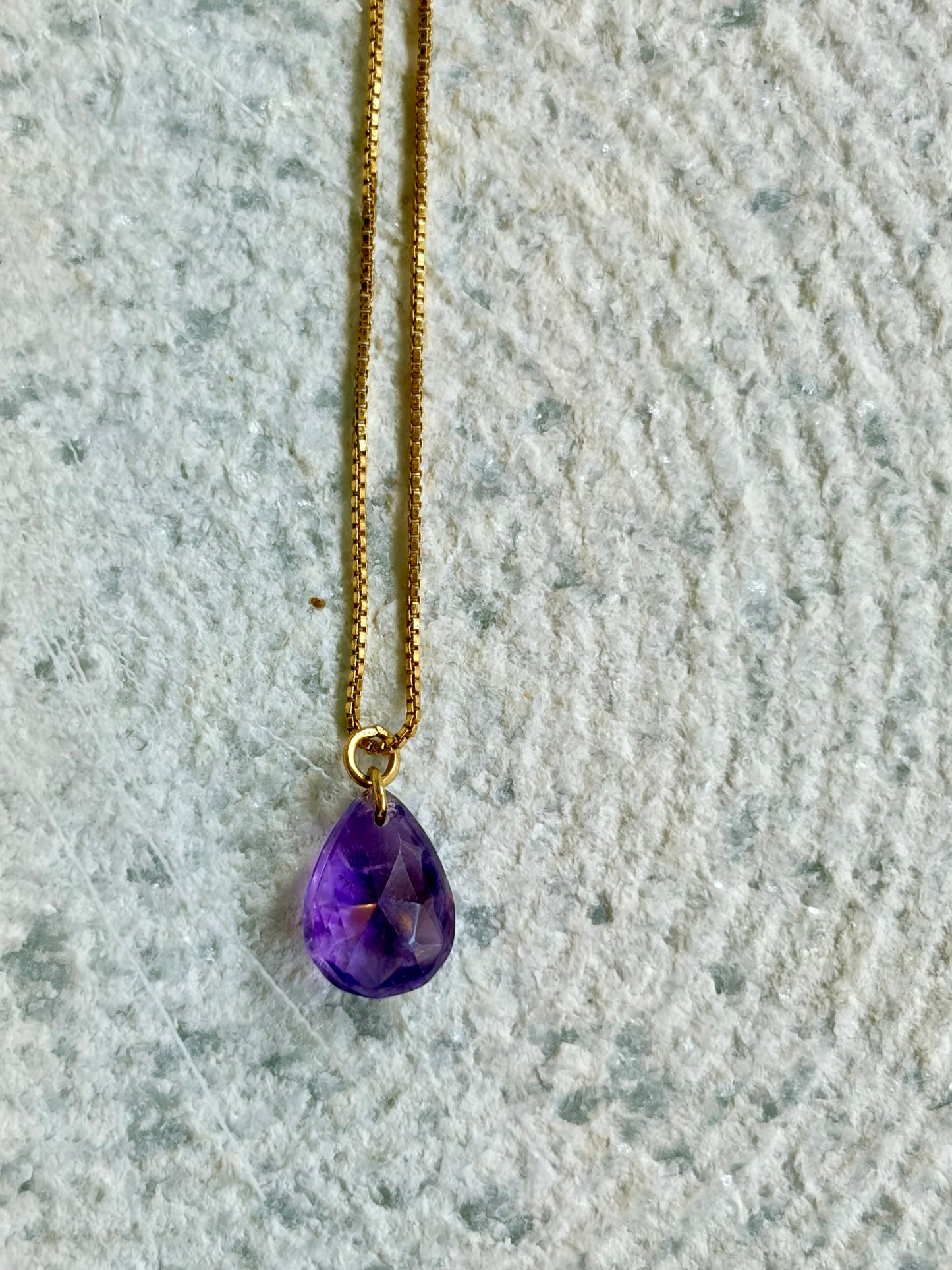 Amethyst Teardrop Pendant Sterling Silver Necklace Gold Plated – House of Tarasya