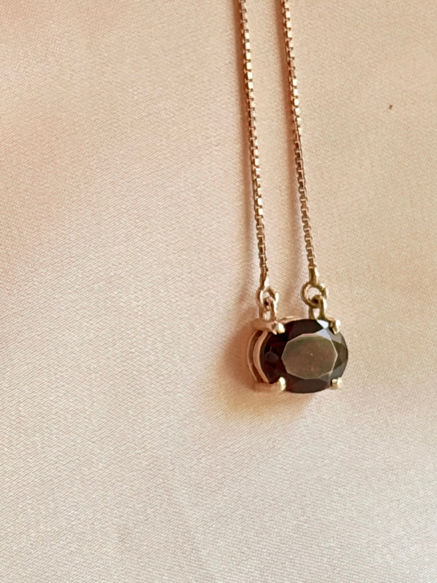 Garnet Oval Necklace 925 Sterling Silver – House of Tarasya