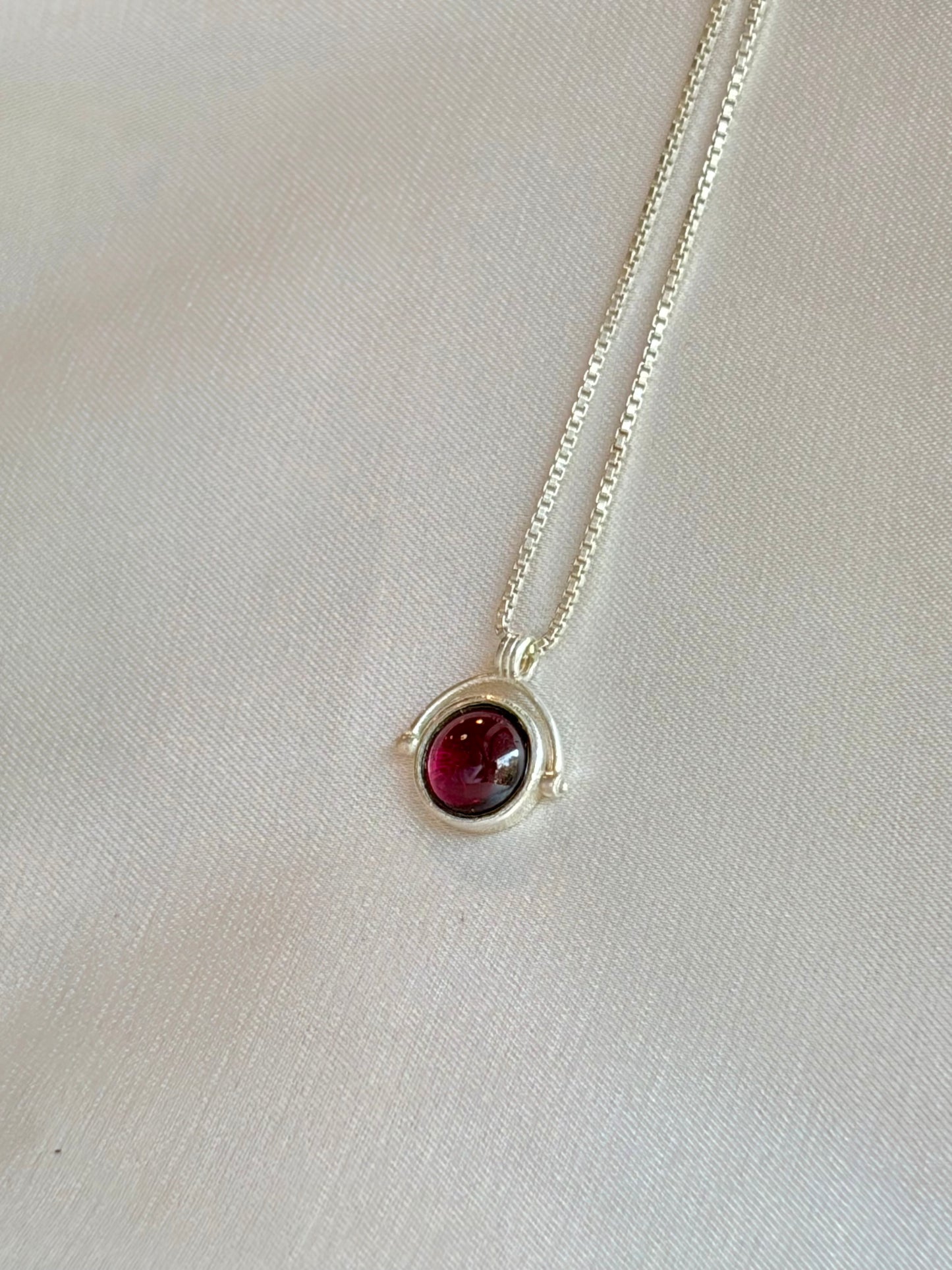 Garnet Round Necklace Gold Plated Sterling Silver – House of Tarasya