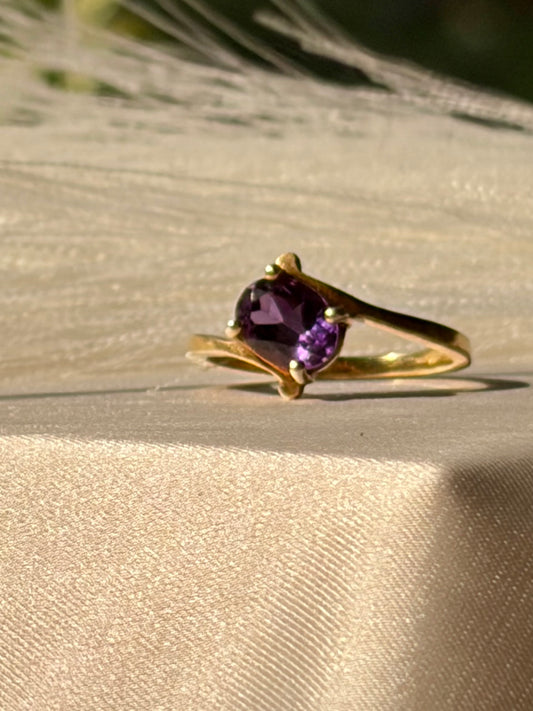 Amethyst Solitaire Ring Sterling Silver Gold Plated – House of Tarasya