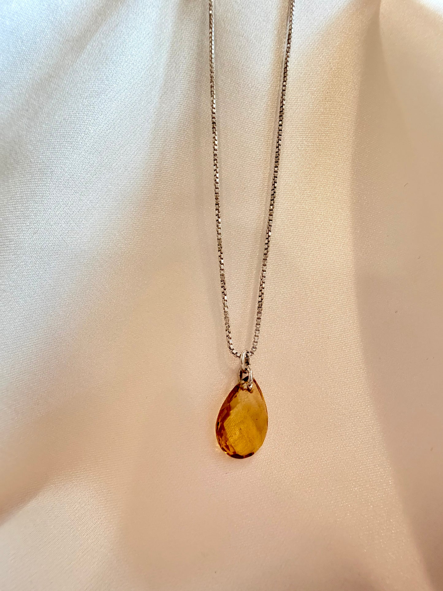 Citrine Teardrop Necklace Sterling Silver Gold Plated – House of Tarasya