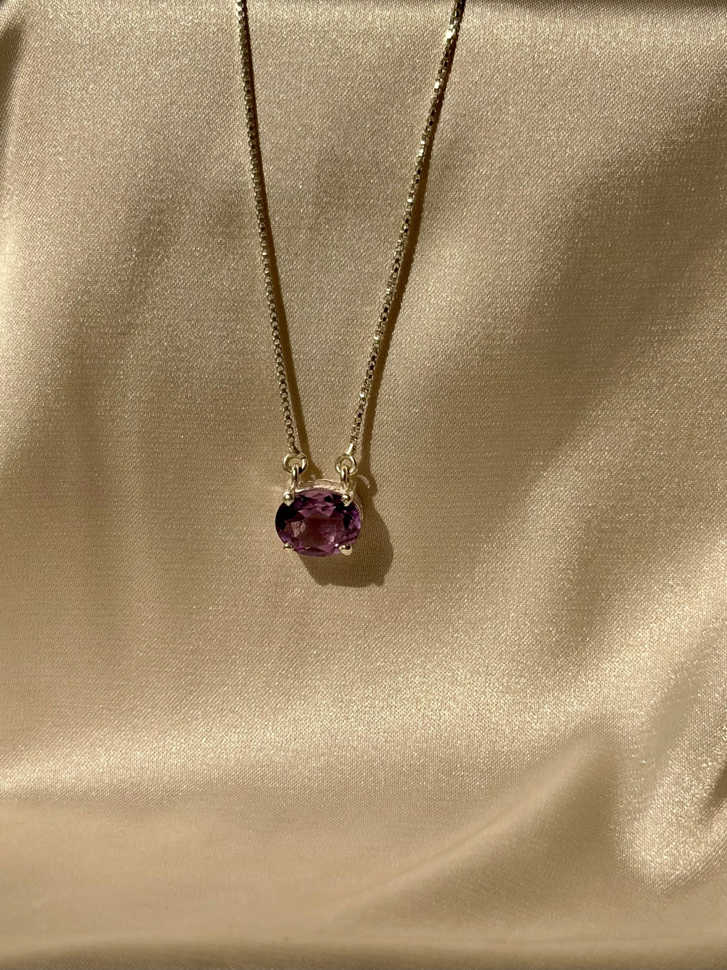 Amethyst Oval Pendant Sterling Silver Necklace – House of Tarasya