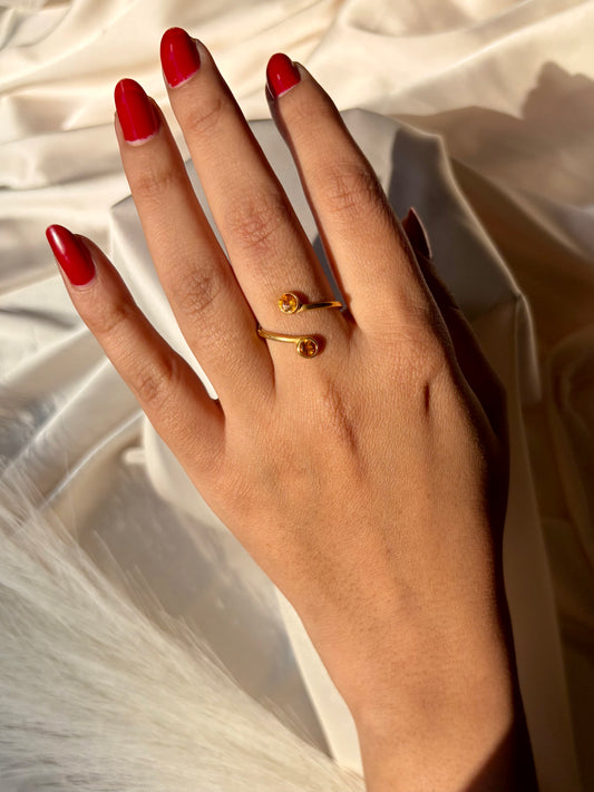 Citrine Open Band Ring Gold Plated – House of Tarasya