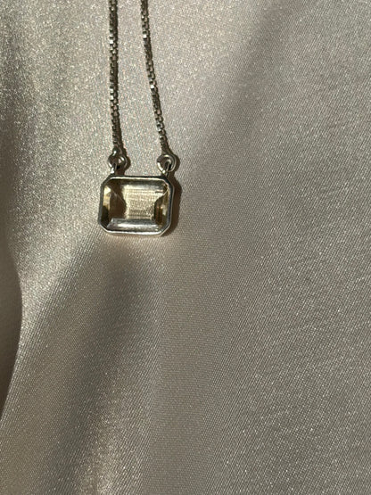 Citrine Square Pendant 925 Sterling Silver Necklace – House of Tarasya
