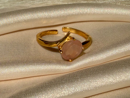 Rose Quartz Love Ring Gold Plated Gemstone – House of Tarasya
