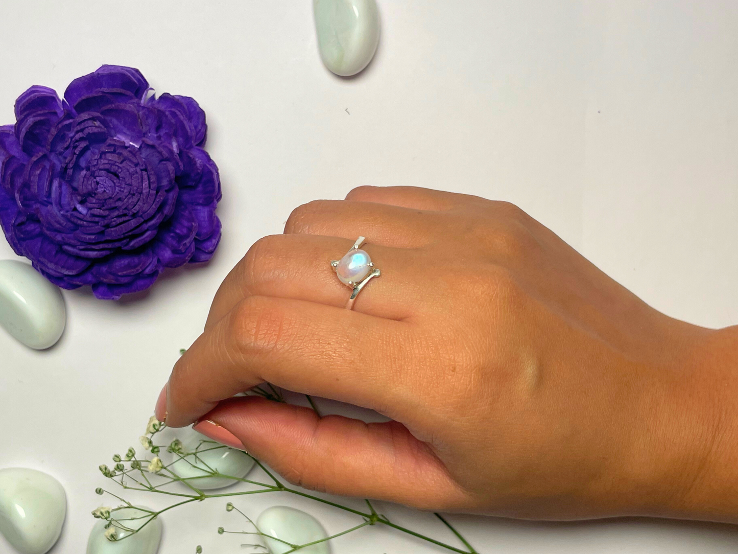 Moonstone Solitaire Ring 925 Sterling Silver – House of Tarasya

