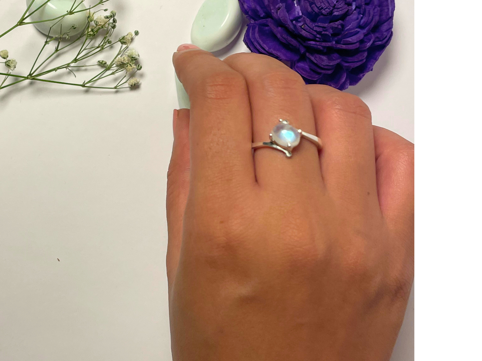 Moonstone Solitaire Ring 925 Sterling Silver – House of Tarasya
