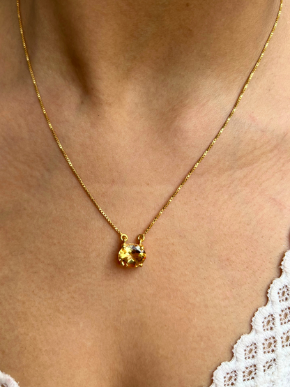 Citrine Ray Pendant Gemstone Necklace Sterling Silver Gold Plated – House of Tarasya
