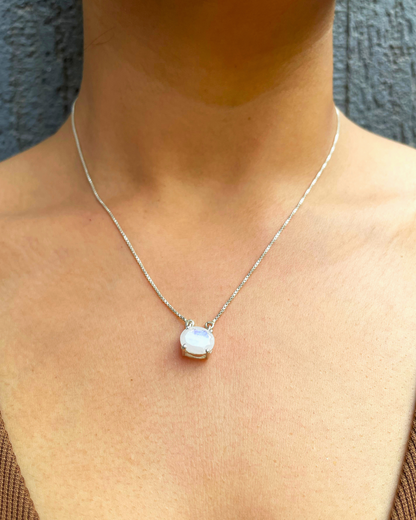 Moonstone Oval Necklace 925 Sterling Silver – House of Tarasya
