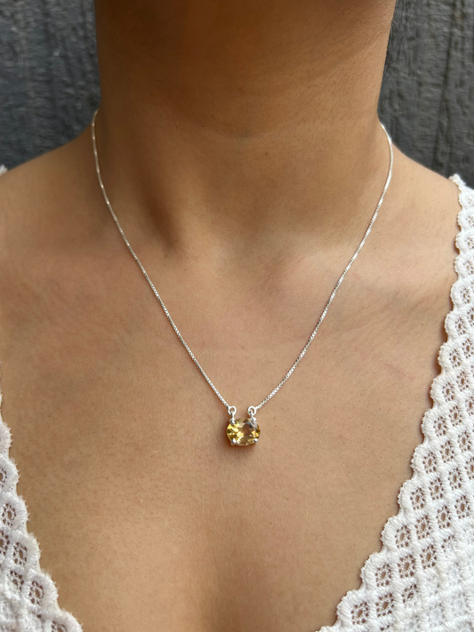 Citrine Oval Necklace 925 Sterling Silver – House of Tarasya
