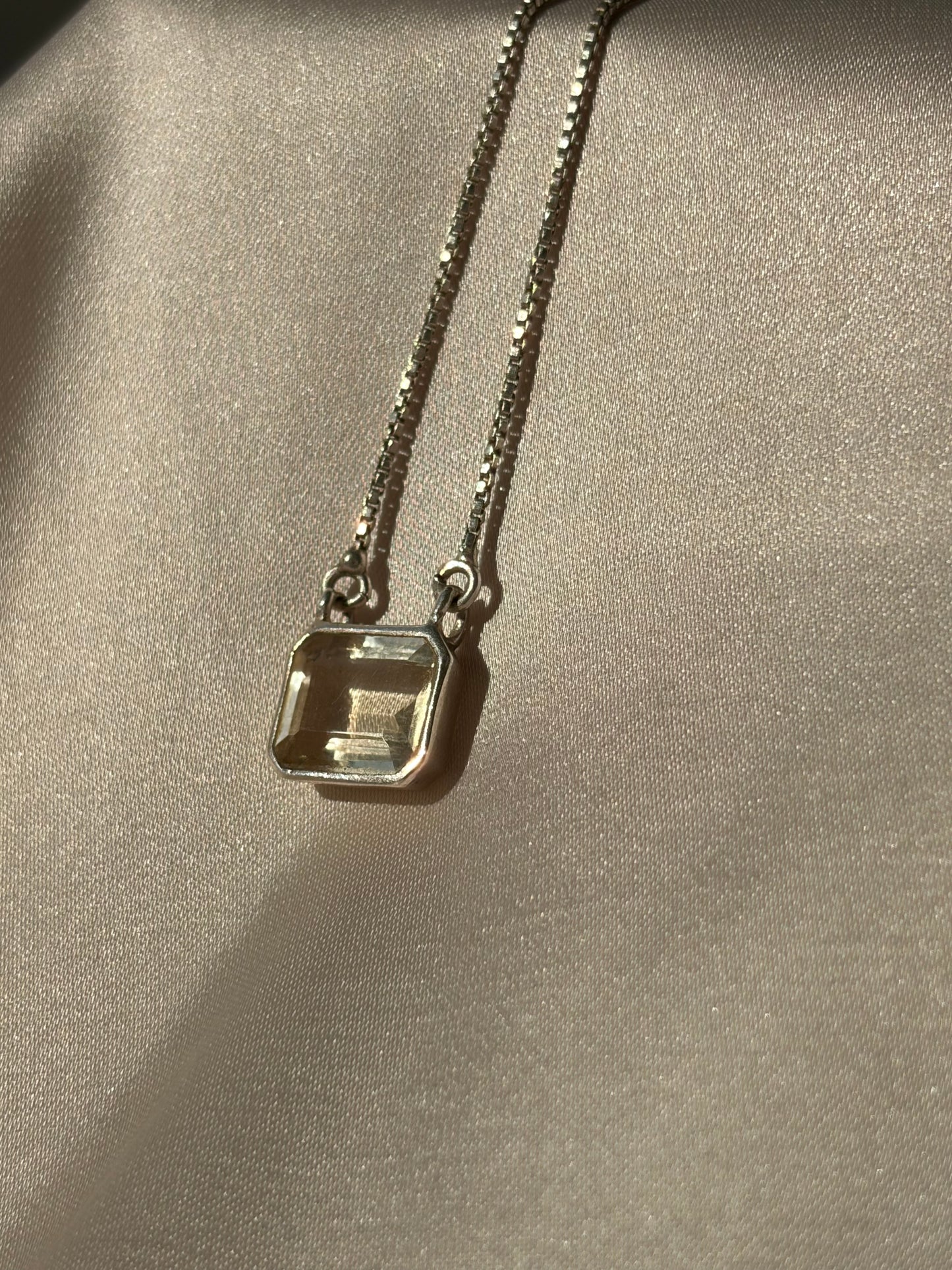 Citrine Square Pendant 925 Sterling Silver Necklace – House of Tarasya
