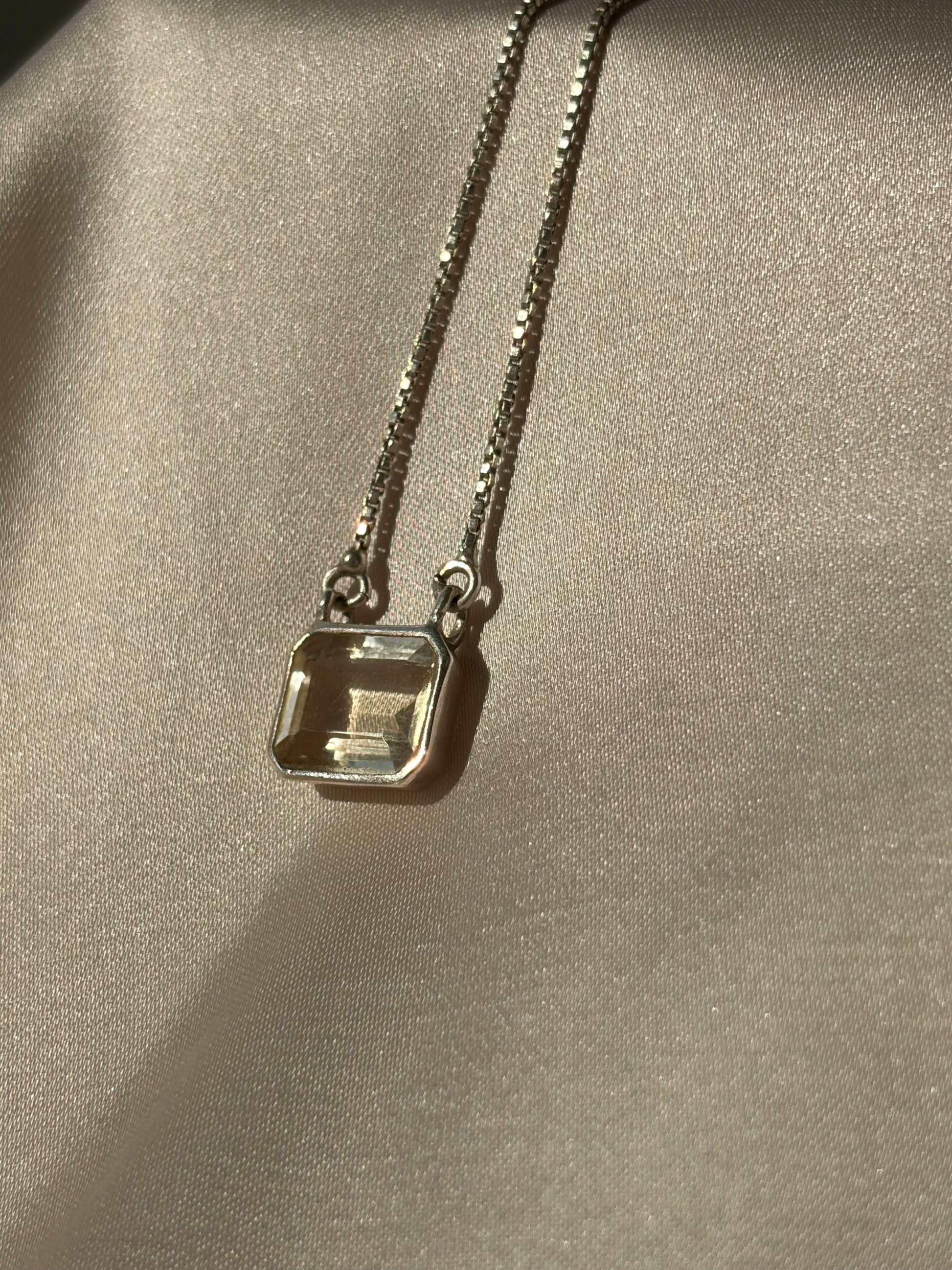 Citrine Square Pendant 925 Sterling Silver Necklace – House of Tarasya
