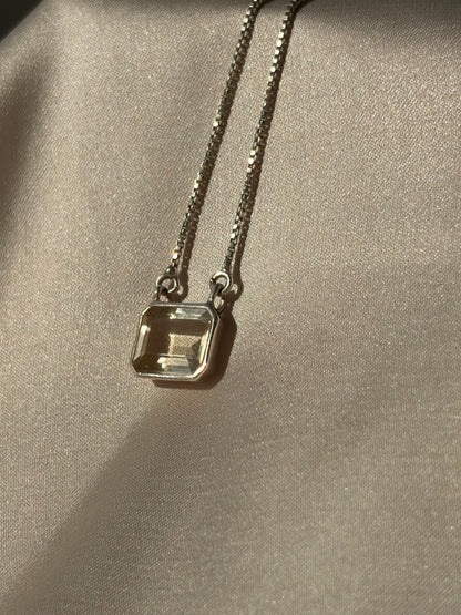Citrine Square Pendant 925 Sterling Silver Necklace – House of Tarasya
