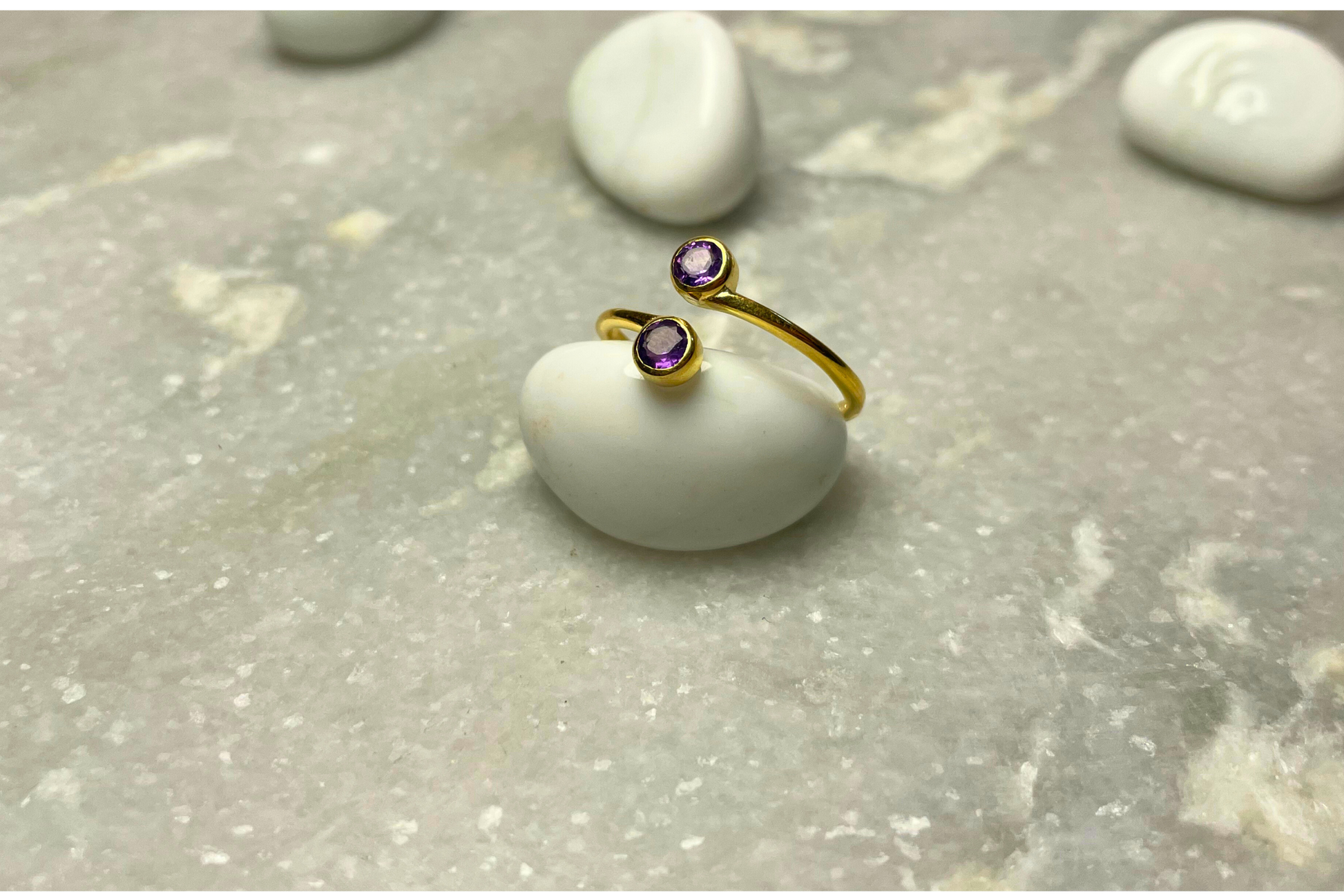 Amethyst Duo Ring Gold Plated – House of Tarasya
