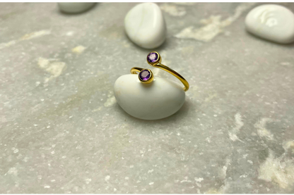 Amethyst Duo Ring Gold Plated – House of Tarasya
