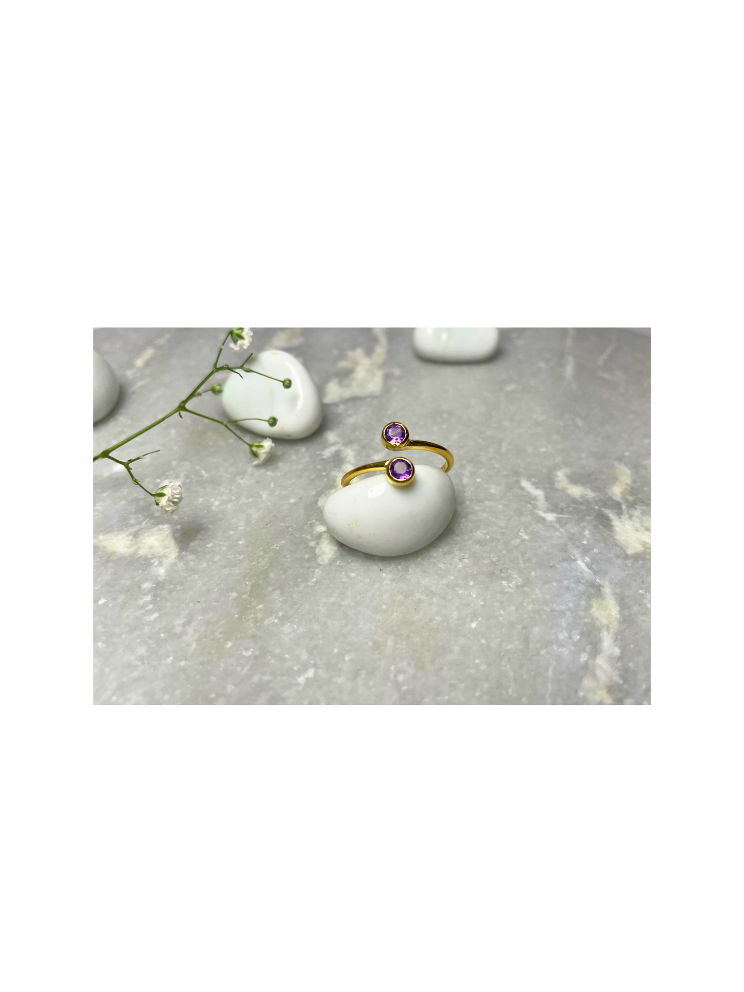 Amethyst Duo Ring Gold Plated – House of Tarasya
