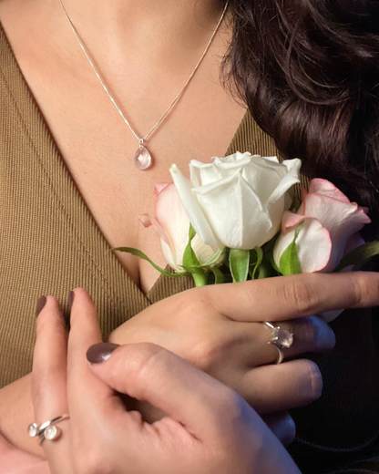 Rose Quartz Necklace Gold Plated Sterling Silver – House of Tarasya
