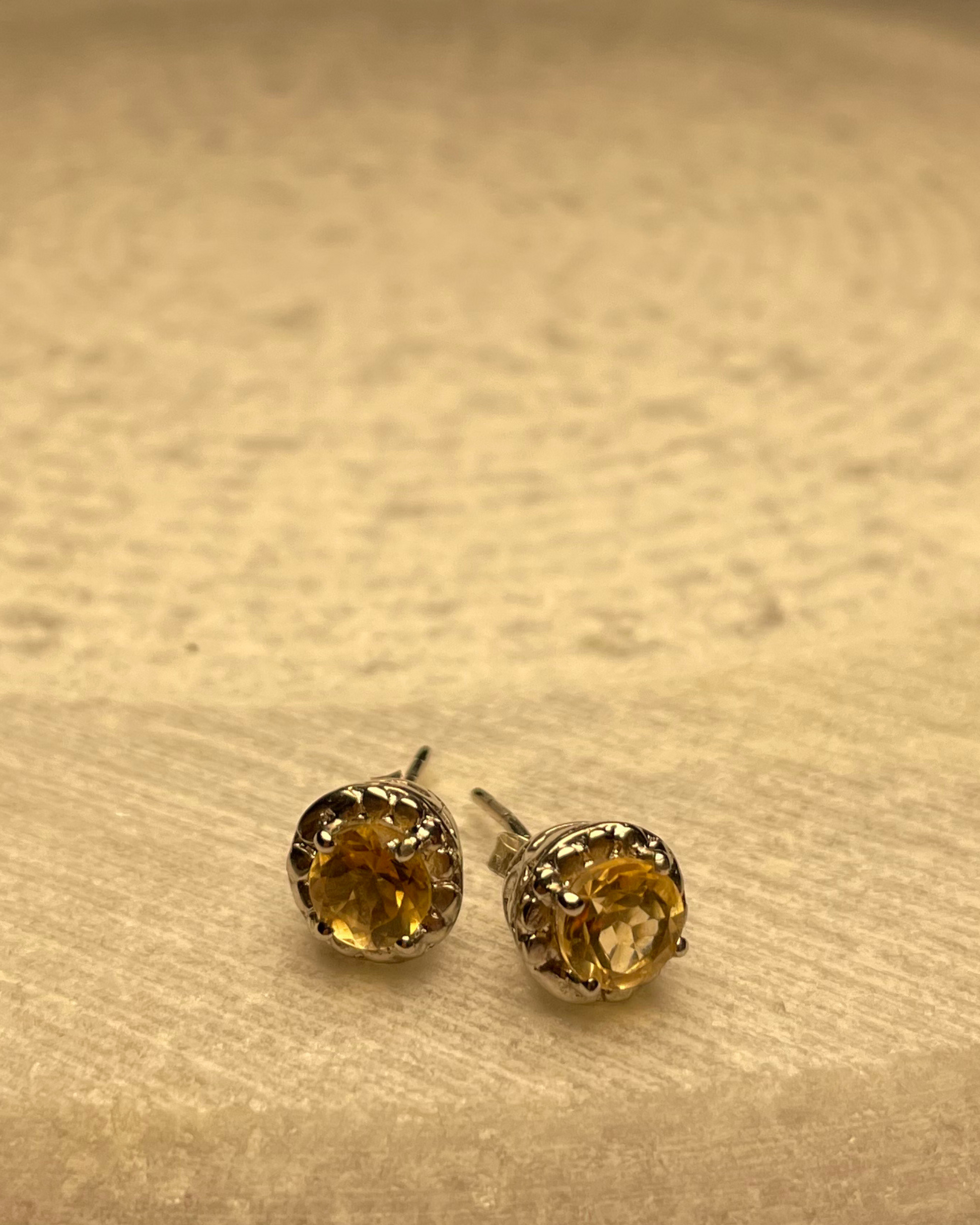 Citrine Halo Stud Earrings 925 Sterling Silver – House of Tarasya
