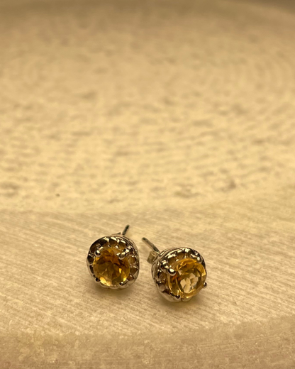 Citrine Halo Stud Earrings 925 Sterling Silver – House of Tarasya
