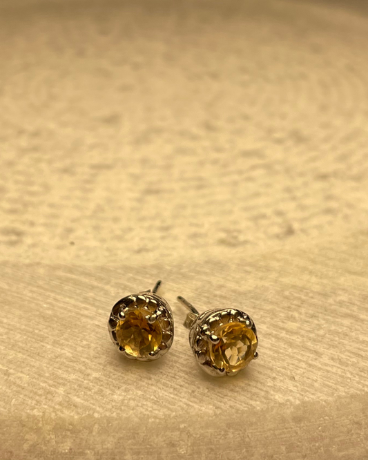 Citrine Halo Stud Earrings 925 Sterling Silver – House of Tarasya
