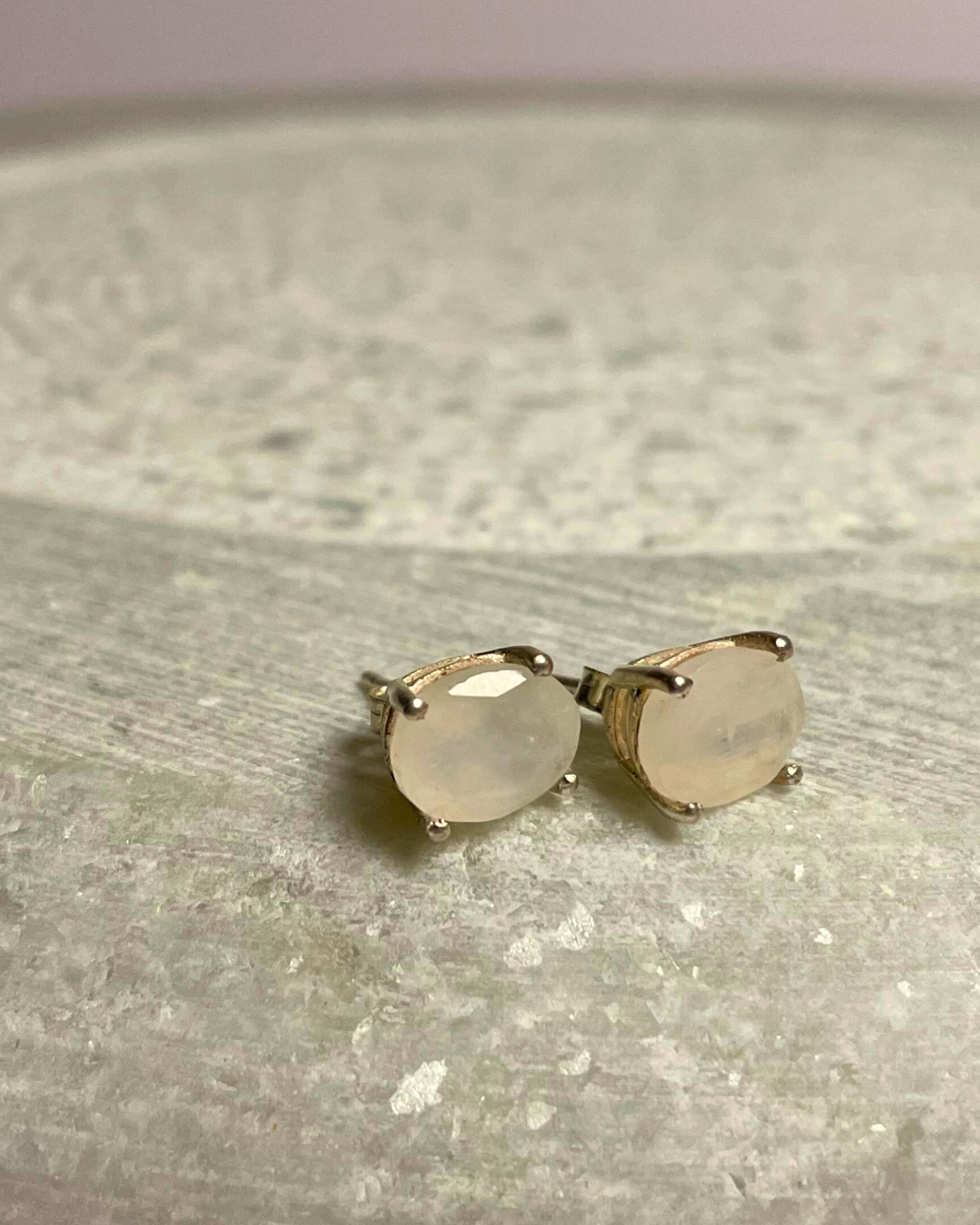 Moonstone Stud Earrings 925 Sterling Silver – House of Tarasya
