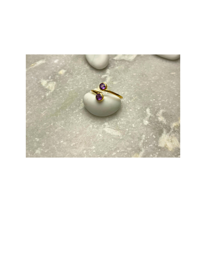 Amethyst Duo Ring Gold Plated – House of Tarasya
