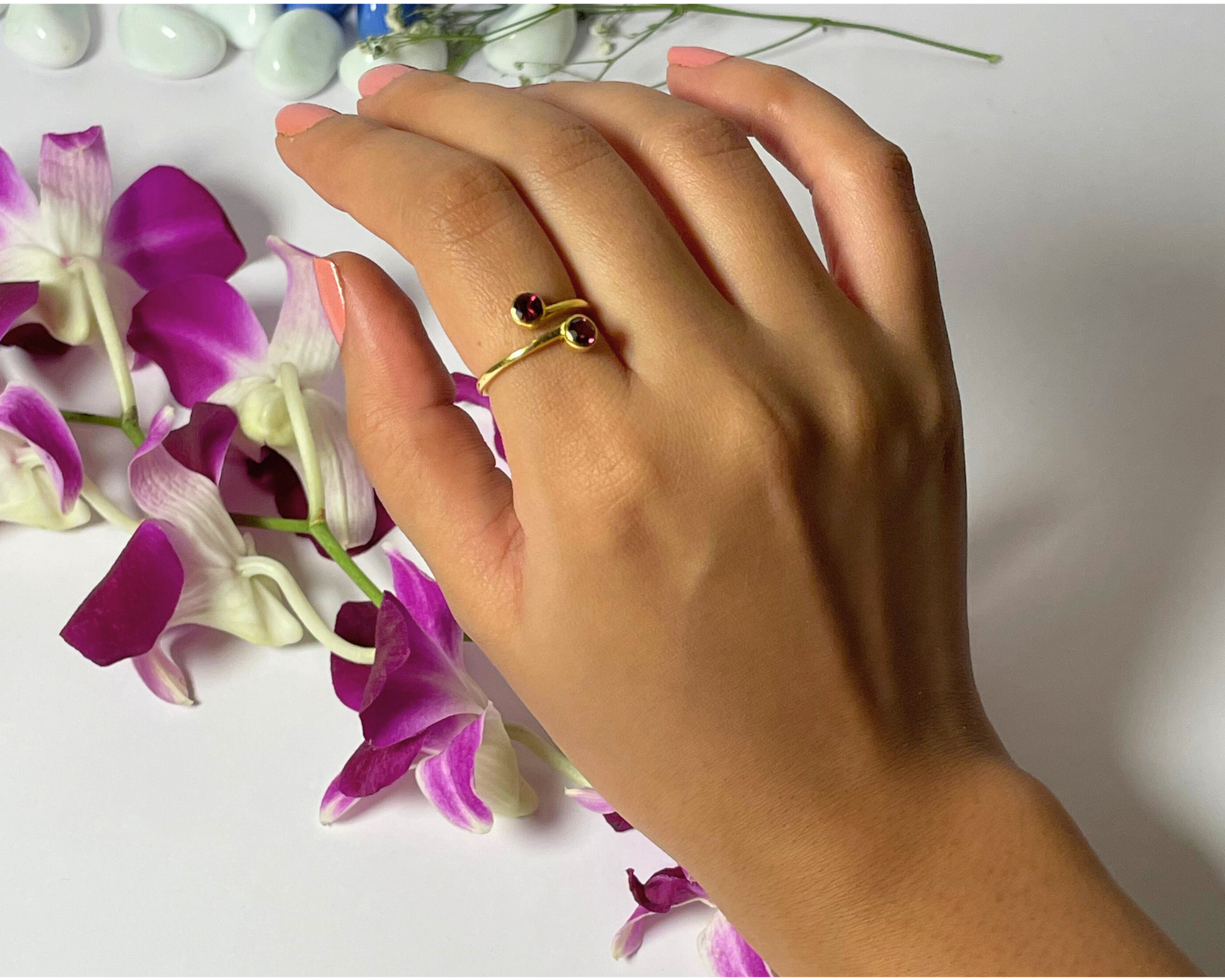 Amethyst Duo Ring Gold Plated – House of Tarasya
