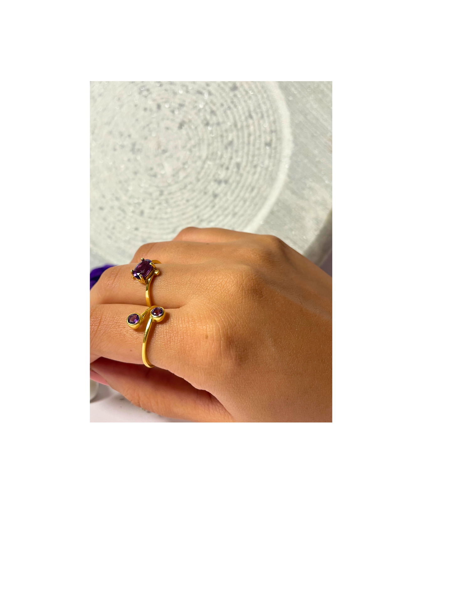 Amethyst Duo Ring Gold Plated – House of Tarasya
