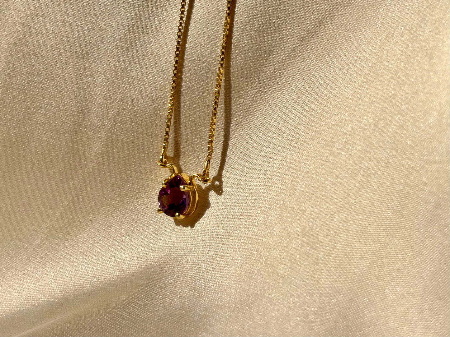 Amethyst Pear Shaped Gold Pendant Necklace – House of Tarasya
