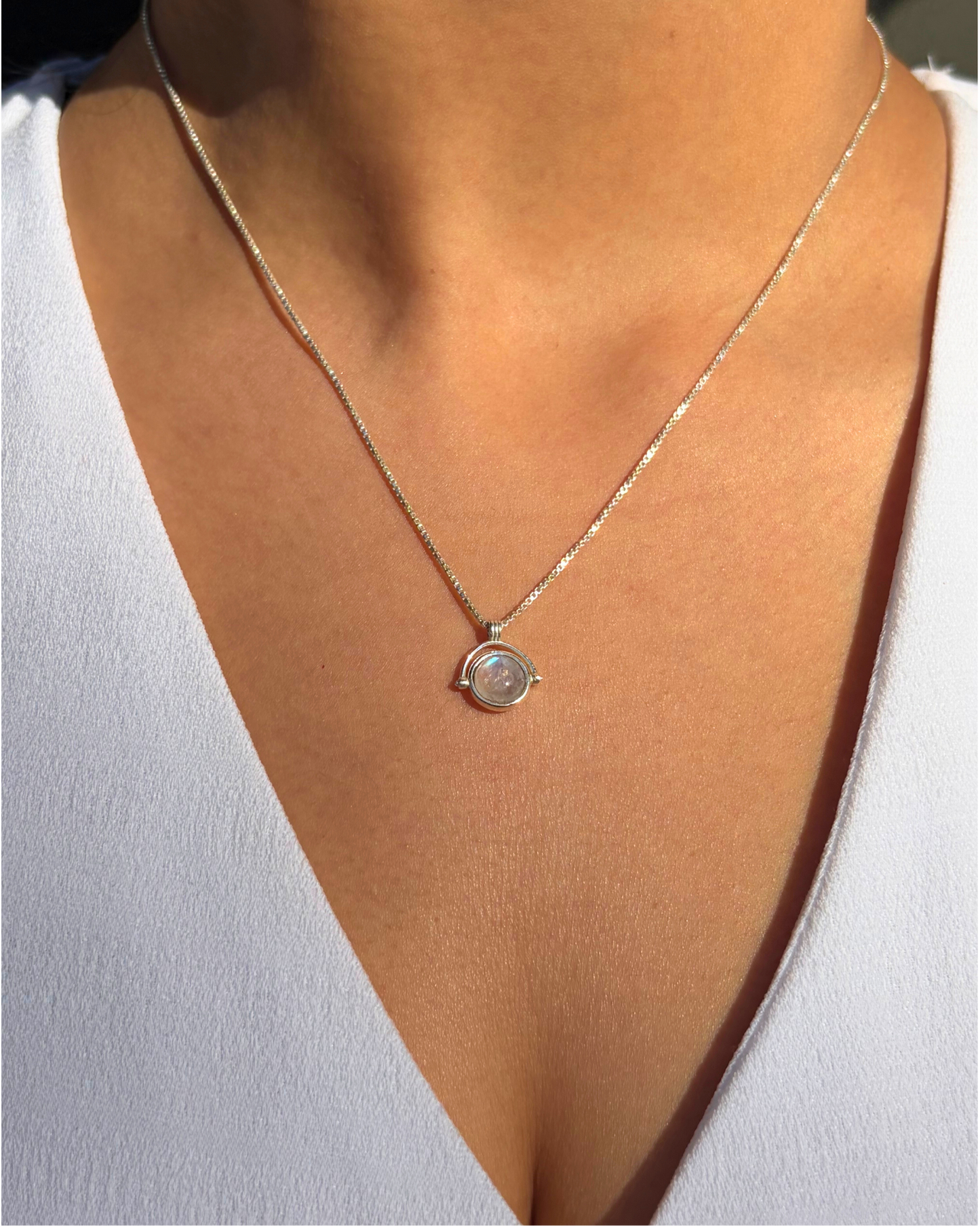 Moonstone Quiet Glow Necklace Sterling Silver Gold Plated – House of Tarasya
