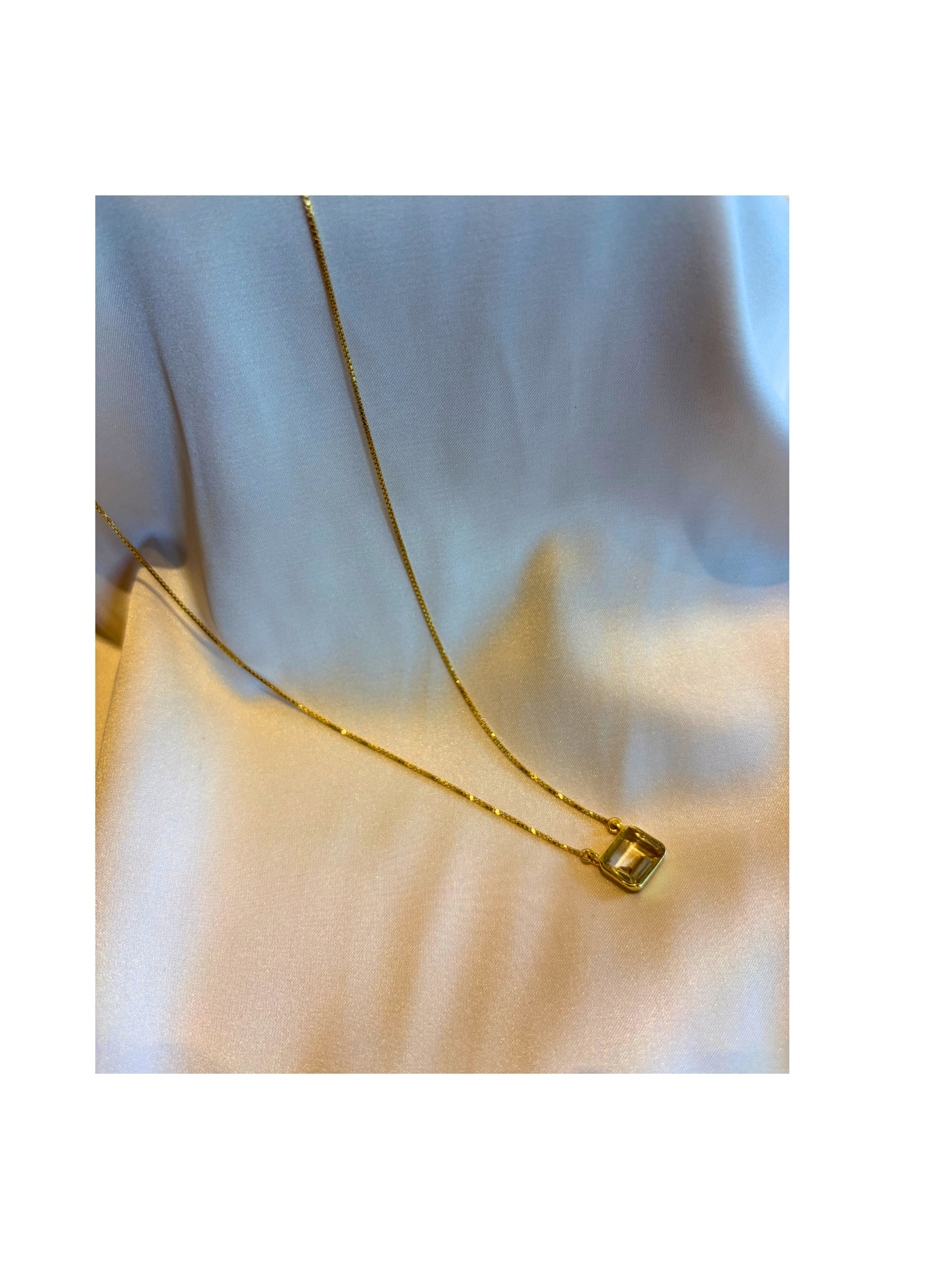 Citrine Square Pendant Gold Plated Necklace – House of Tarasya
