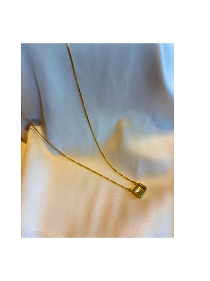 Citrine Square Pendant Gold Plated Necklace – House of Tarasya
