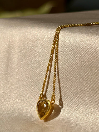 Citrine Heart Necklace Gold Plated Gemstone – House of Tarasya
