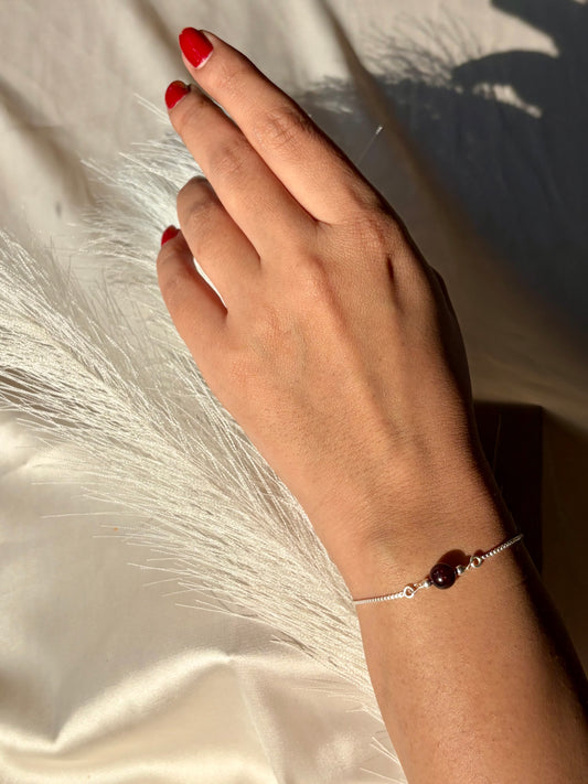 Garnet Single Stone Bracelet Sterling Silver – House of Tarasya
