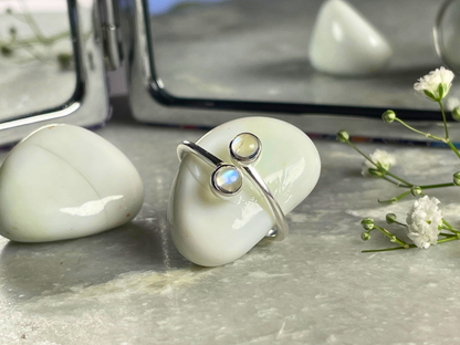 Moonstone Duo Ring 925 Sterling Silver Fine Jewellery – House of Tarasya
