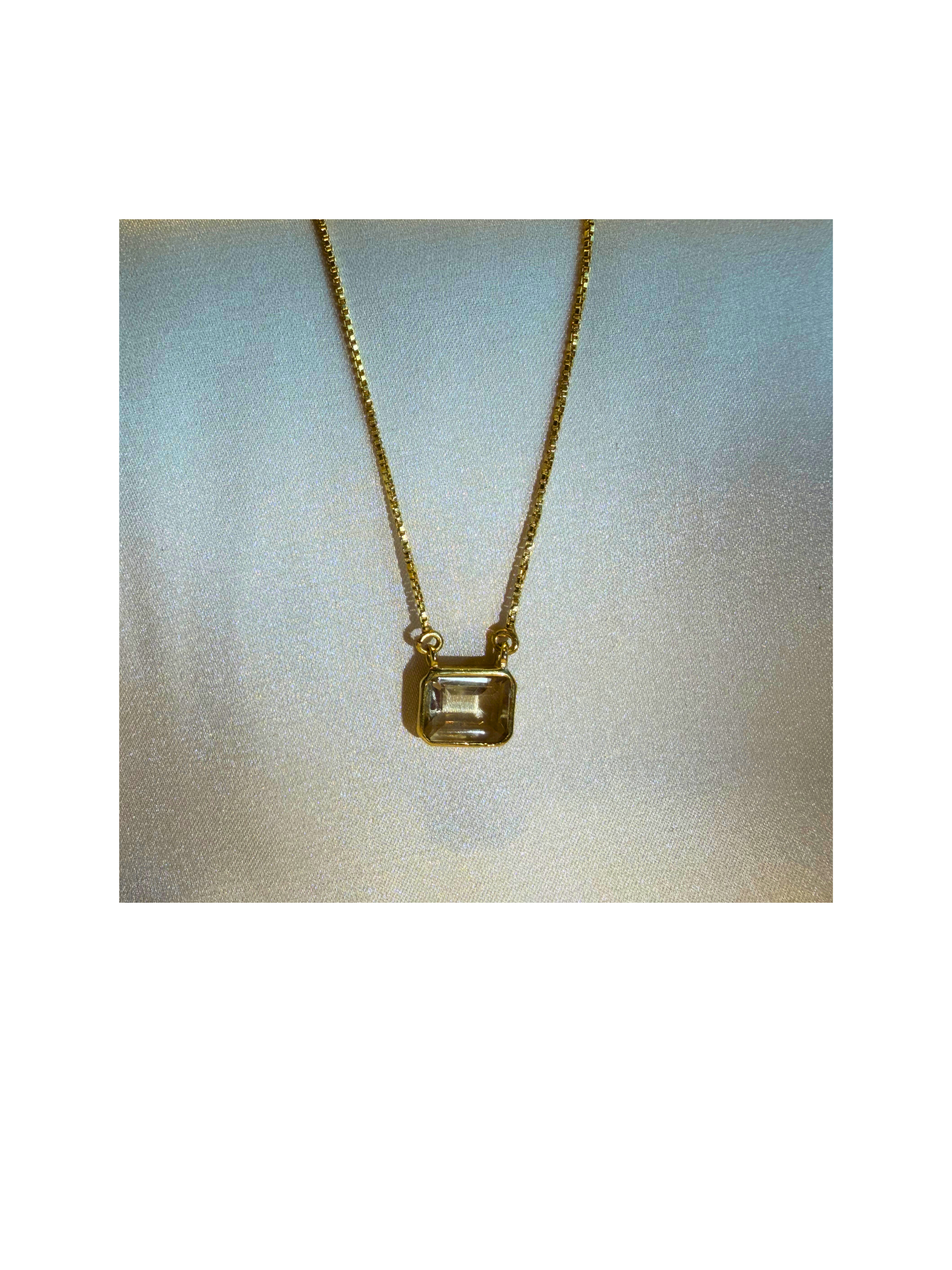 Citrine Square Pendant Gold Plated Necklace – House of Tarasya
