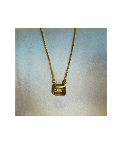 Citrine Square Pendant Gold Plated Necklace – House of Tarasya
