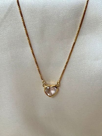 Rose Quartz Love Pendant Gold Plated Necklace – House of Tarasya
