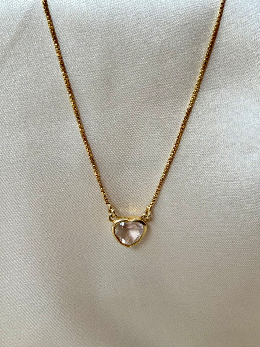 Rose Quartz Love Pendant Gold Plated Necklace – House of Tarasya
