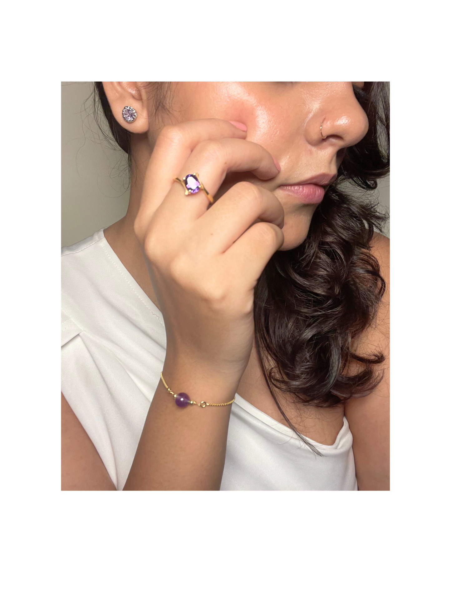 Amethyst Solitaire Ring Sterling Silver Gold Plated – House of Tarasya
