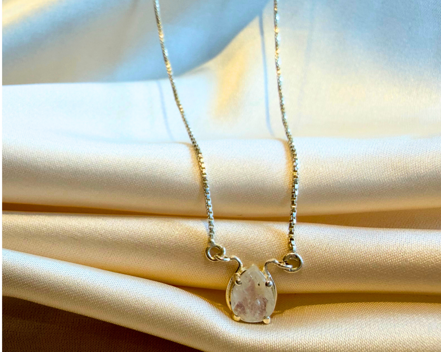 Moonstone Pear Necklace Sterling Silver Gold Plated – House of Tarasya