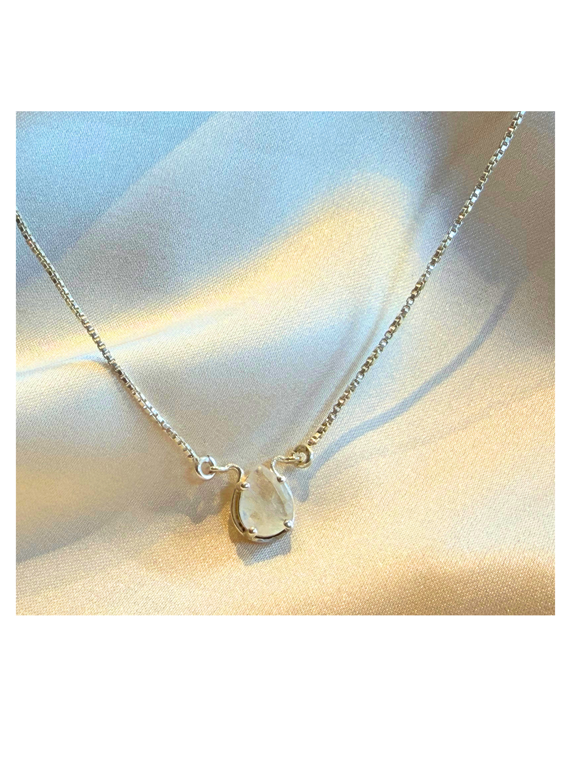 Moonstone Pear Necklace Sterling Silver Gold Plated – House of Tarasya
